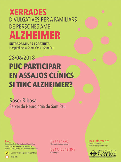 Xerrades divulgatives per a familiars de persones amb Alzheimer